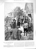 Original Old Antique Print 1888 Church Bible People Barnaby Parisheners Besant