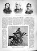 Original Old Antique Print 1888 Model Group Horses Billing Blount Chan-Toon
