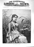 Original Old Antique Print 1888 Portrait Queen Natalie Servia Flowers Victorian