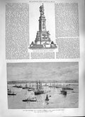 Original Old Antique Print 1888 Ships Portland George Tryon Armada Plymouth
