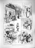Original Old Antique Print 1888 Ireland Fancy Fair Irish Market Place Gambling
