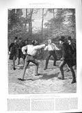 Old Antique Print 1888 Duel Ploquet General Boulanger Men Fighting Scene 19th