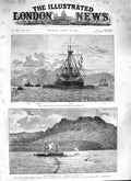 Old Antique Print 1888Ship Rupert Hercules Hero Warspite Berehaven Bantry 19th