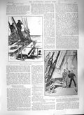 Original Old Antique Print 1888 Navy Ship Northumberland Fog Firing Signal Guns