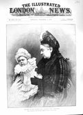 Original Old Antique Print 1888 Queen Grandchild Baby Prince Albert Battenburg
