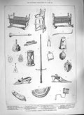 Old Antique Print 1888 Historical Relics Bishop'S Castle Glasgow Diamond 19th