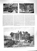 Original Old Antique Print 1888 Rothesay Castle Isle Bute Glasgow Exhibition