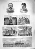 Old Antique Print 1888 Great Eastern Ship Brighton D'Aosta Delhi Sleddall 19th