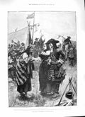 Original Old Antique Print 1888 Faith And Freedom Romance Gipsy Lady Camp Scene