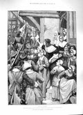 Original Old Antique Print 1888 Faith Freedom Robin Ladies Men Besant Victorian