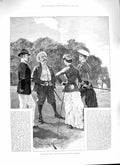 Original Old Antique Print 1888 Tourists Walking Excursion Woodville Victorian