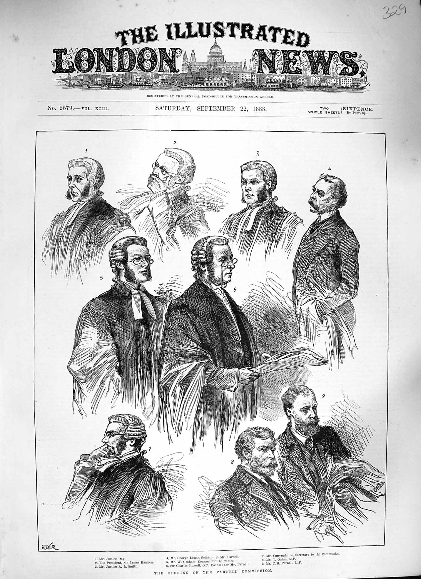 Original Old Antique Print 1888 Parnell Commission Court Lewis Graham Justice