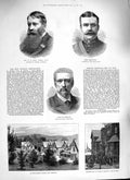 Old Antique Print 1888 Aute Maori College Zealand Hospital Isle Man Loch 19th