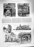 Old Antique Print 1888 Floods Italy Bellevue Lake Como Melbourne Proctor 19th