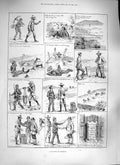 Original Old Antique Print 1888 Antiquary Coolie Jones Museu Monument Victorian