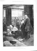 Original Old Antique Print 1888 Faith And Freedom Sick Men Nursing Victorian