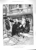 Old Antique Print 1888 Faith And Freedom Boscorel Street Scene Besant Art 19th
