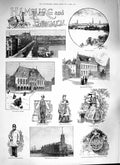 Old Antique Print 1888 Hamburg Bremen Kaiser Quay Alster Schutting Girl 19th