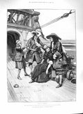 Old Antique Print 1888 Faith Freedom War Ship Captain Gun-Carriage Lady 19th