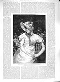 Original Old Antique Print 1888 Portrait Beautiful Girl Time Empire Victorian