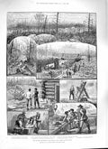 Original Old Antique Print 1888 Denison GMines Algoma Lake Huron Canada 19th