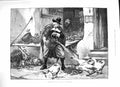 Original Old Antique Print 1888 Sauce Goose Man Feeding Water Birds Robertson