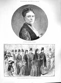 Original Old Antique Print 1888 Empress Frederick Germany Port Victoria Ships