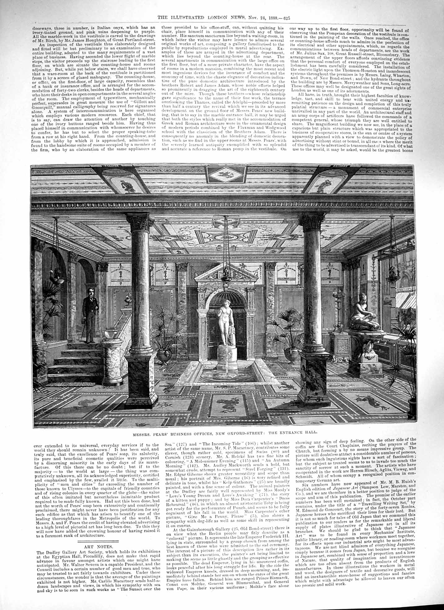 Old Antique Print 1888 Messrs Pears Business Offices Oxford Street London 19th
