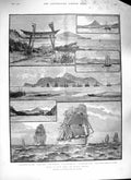 Original Old Antique Print 1888 Japan Corea Ships Awomon Yesso Oterraunal Bay