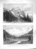 Original Old Antique Print 1888 Canada Railway Selkirk Stephen Rocky Mountains