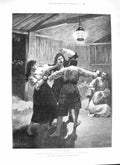 Original Old Antique Print 1888 Faith And Freedom Men Fighting Sword Besant