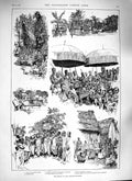 Original Old Antique Print 1888 Mission Ashantee Kingdom Adawsi Coomassie 19th