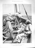 Original Old Antique Print 1888 Faith Freedom Barnaby Sailing Sea Boat Fine Art