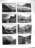 Old Antique Print 1888 Canada Pacific Railway Mount Carroll Hermit Range 19th