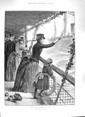 Old Antique Print 1888 Christmas Greeting Sea Family Ship Price Fine Art 19th