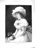 Original Old Antique Print 1888 Grandmamma'S Portrait Young Woman Fine Art 19th