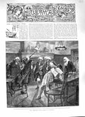 Original Old Antique Print 1888 Christmas Scene Men Fighting Forestier Fine Art