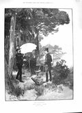 Original Old Antique Print 1888 Pauljones Alias Man Artist Painting Countryside
