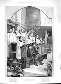 Old Antique Print 1888 Christmas Anthem Children Choir Singing Fine Art 19th
