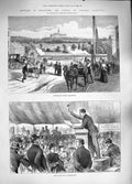 Original Old Antique Print 1889 Government House Melbourne Land Sale Australia