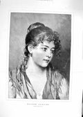 Original Old Antique Print 1889 Portrait Maiden Fancies Beautiful Woman 0 19th