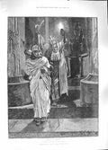 Old Antique Print 1889 Cleopatra Shrine Isis Egyptian Sculpture Woodville 19th