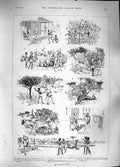 Old Antique Print 1889 Tiger Shooting India Jones Shikarree Hunting Sport 19th