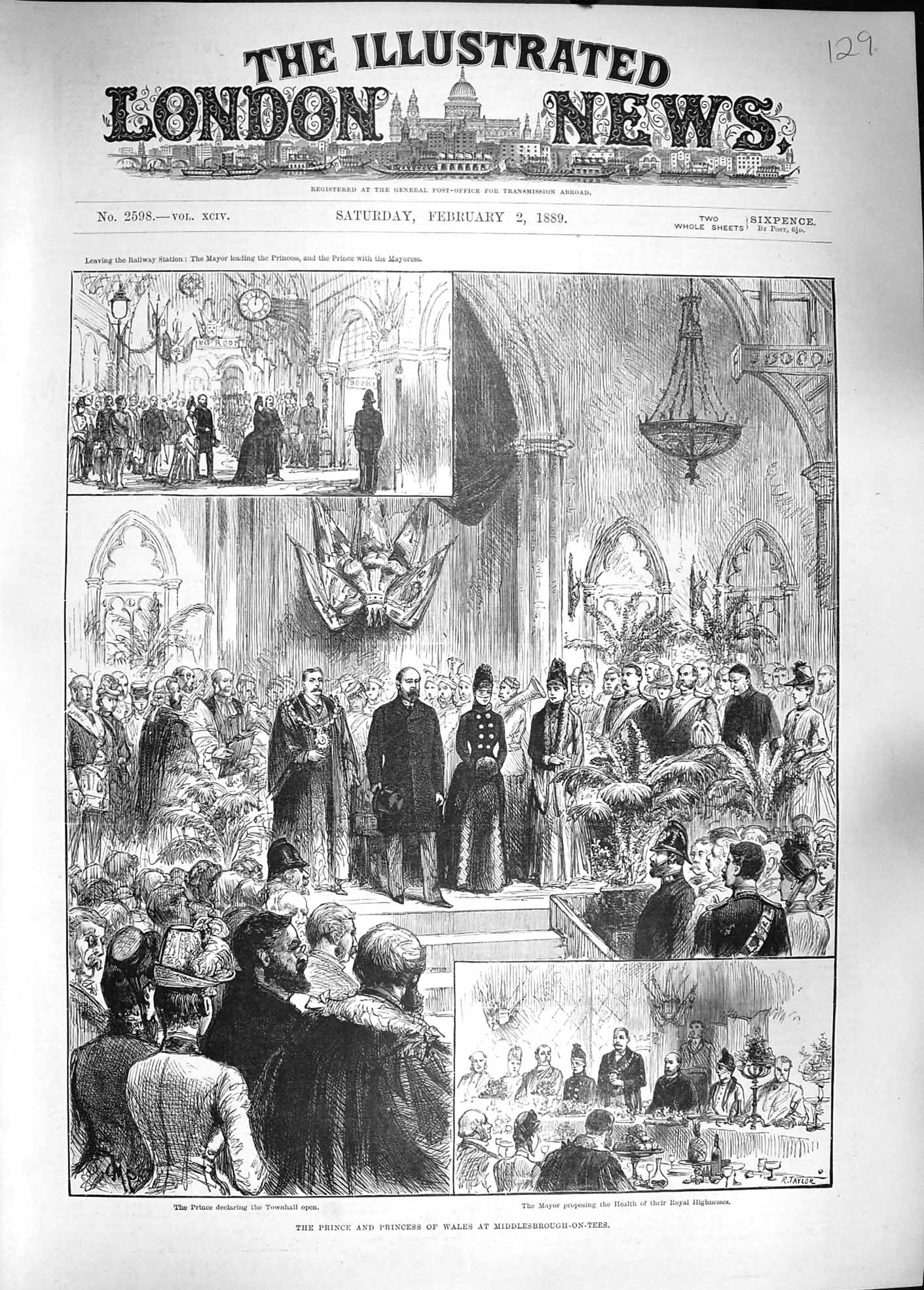 Old Antique Print 1889 Prince Wales Middlesborough-On-Tees Hoskins Dixon 19th