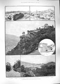 Original Old Antique Print 1889 Spain Zafra Huelva Railway Convent Galarosa