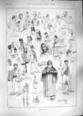 Original Old Antique Print 1889 Sketches Paris France People Market Victorian