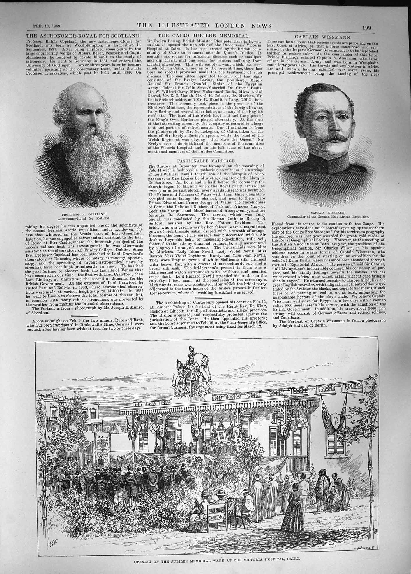 Old Antique Print 1889 Jubilee Victoria Hospital Cairo Copeland Wissmann 19th