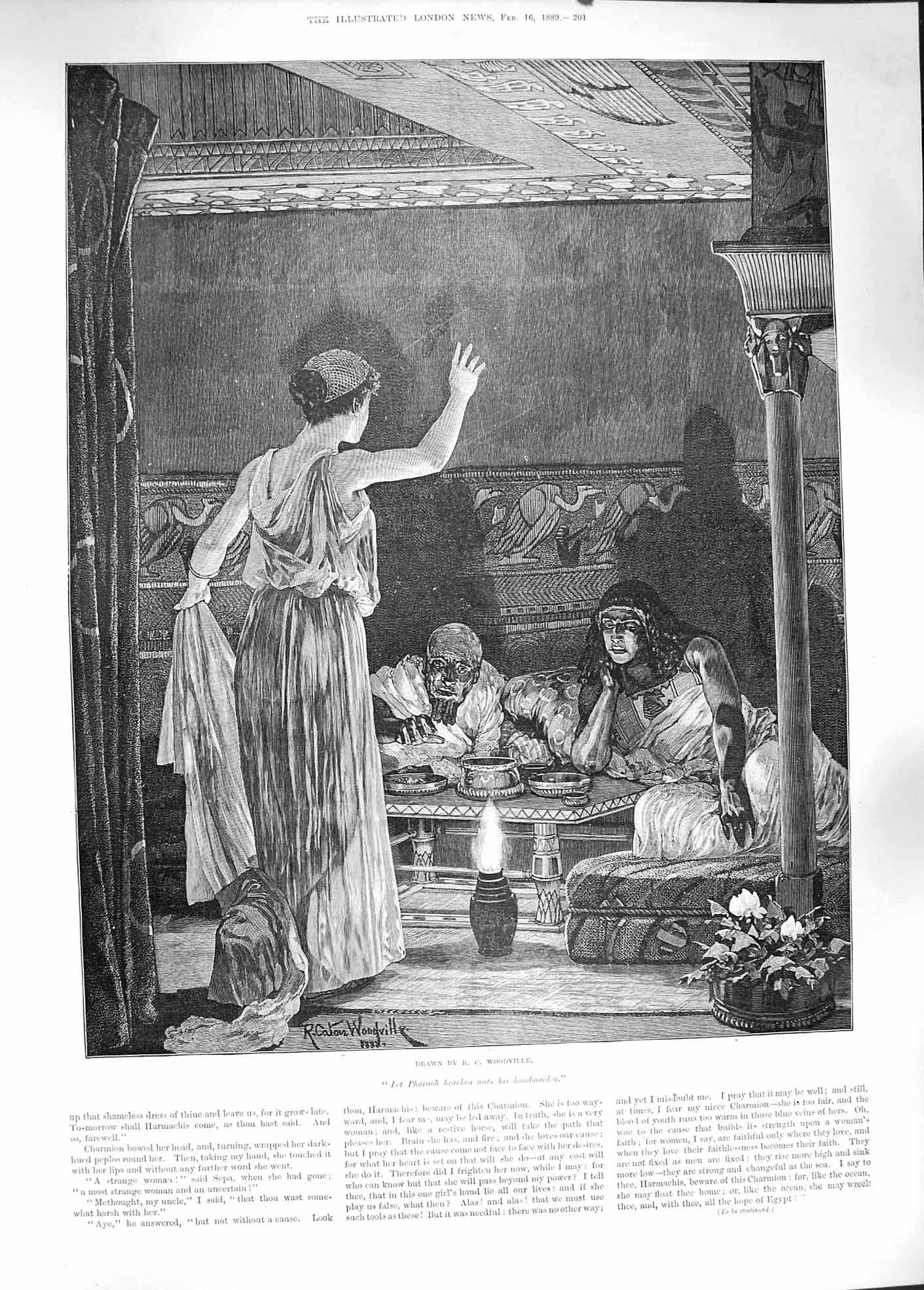 Original Old Antique Print 1889 Cleopatra Charmion Roman People Woodville 19th