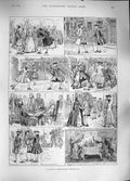 Original Old Antique Print 1889 Story Illustrations Valentines Day Romance Duel