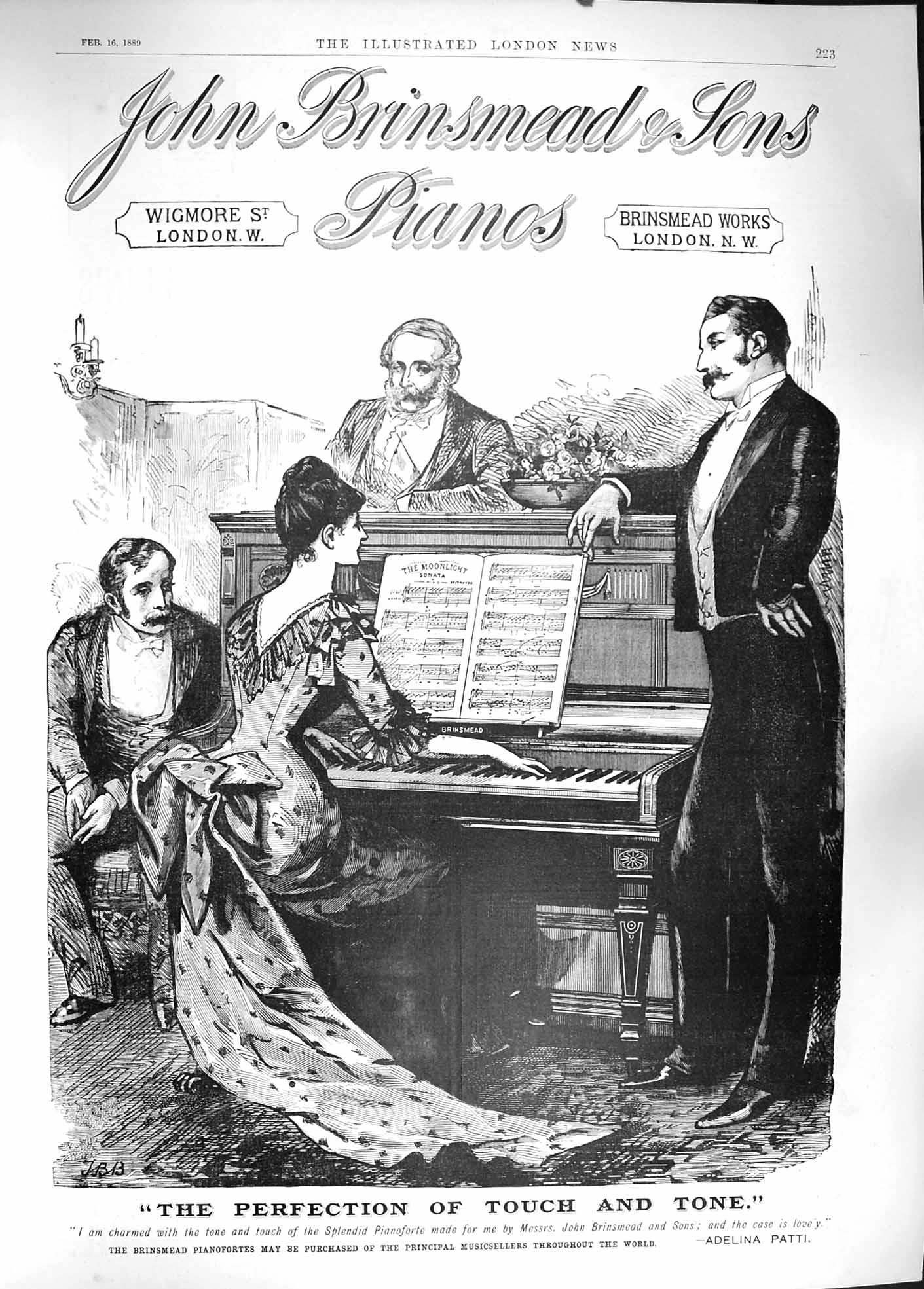 Antique Old Print *3830 1889 Advertisement John Brinsmead Sons Pianos London